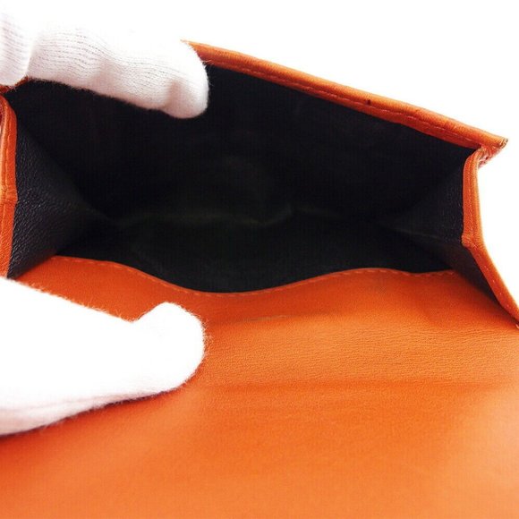 GUCCI W Hook Wallet Gucci Shima Orange Leather Authentic USED T19797 - Picture 6 of 11